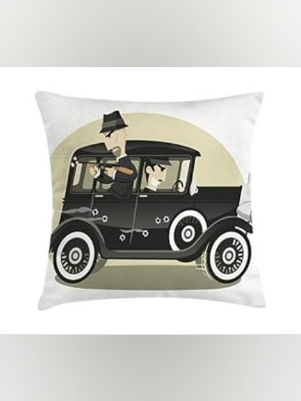 Vintage Gangster Car Pillow Cover